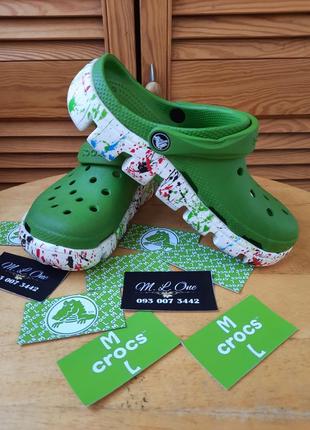 Crocs duet sport clog зеленые кляксы neo mint крокс спорт дует