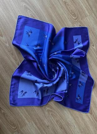 Andre claude canova винтажный шёлковый шарф франция лошадки 62/64 см2 фото