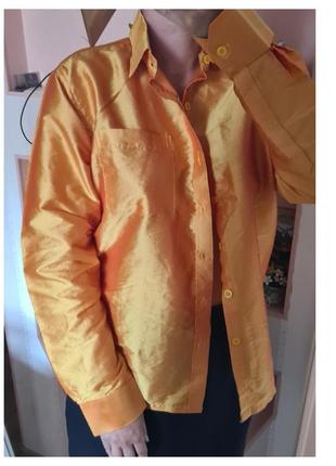 Вінтаж помаранчево- золота рубашка тайський шовк , м1 фото
