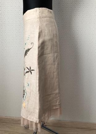 Оригинальная льняная юбка натурального цвета от fransa, размер 36, укр 42-442 фото