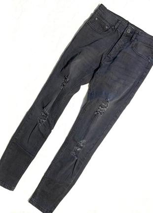 Мужские джинсы серые рваные1 фото