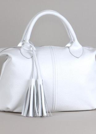 Шкіряна жіноча сумка бузкова із натуральної шкіри