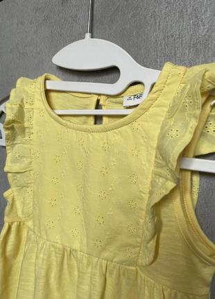 Бавовняне літнє плаття з прошвой жовте, 3-4 роки, сарафан, сукня літня f&f2 фото