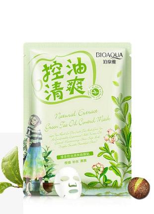 Тканевая маска bioaqua с экстрактом зеленого чая natural extract green tea oil control mask 30г2 фото