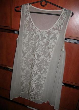 Топ с кружевом бежевый