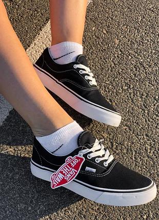 Vans era black white, кеди ванс літні, женские кеды ванс