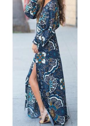Стильне плаття в принт , максі , сукні з роспорками h&m