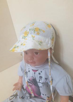 Летняя шапочка бандана на завязках для девочки размер 0,5 - 1,5 года6 фото