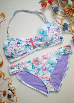 Шикарный раздельный купальник бандо принт цветочная абстракция f&f 🍒🌺🍒