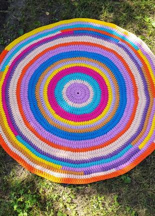 Круглий плетений килимок3 фото