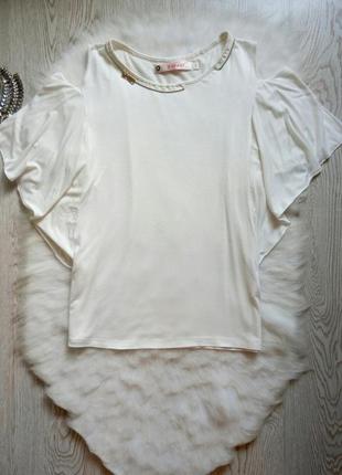 Натуральная нарядная белая футболка с воланами и открытыми плечами блуза стрейч летучая