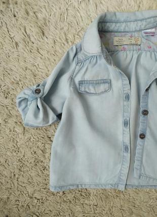 Джинсовая рубашка для девочки 9-12 месяцев, zara3 фото