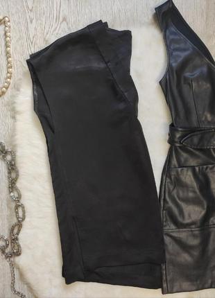 Черная сатиновая атласная шелковая длинная блуза туника футболка оверсайз вырезом zara8 фото