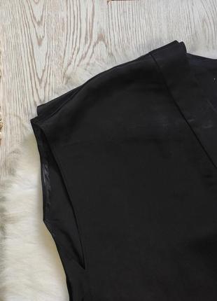 Черная сатиновая атласная шелковая длинная блуза туника футболка оверсайз вырезом zara4 фото
