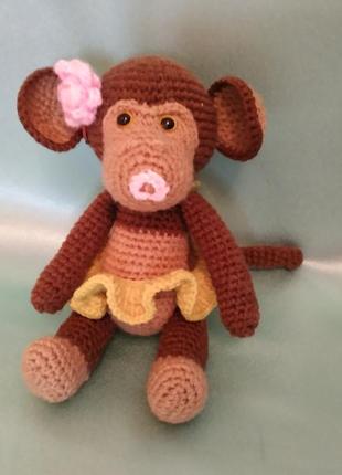 Мавпочка м'яка іграшка, мавпа в'язана іграшка, іграшка мавпа1 фото