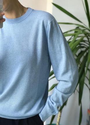 Светло-голубой джемпер свитер шелк кашемир