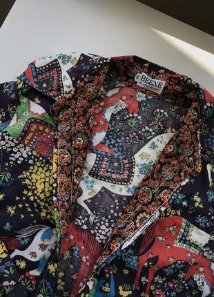 Хлопковая яркая винтажная рубашка принт лошади в цветах geoffrey beene vintage вінтаж5 фото