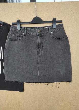 Джинсовая юбка рваный край высокая посадка asos8 фото