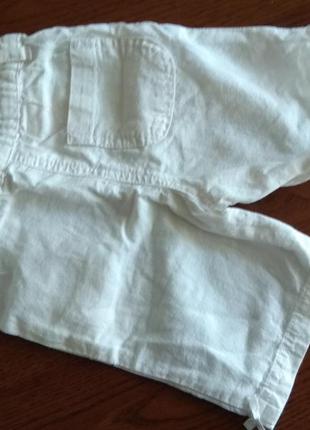 M&co шорти, капрі літні білі дівчинку 6-9 м 68-74см льон бавовна2 фото