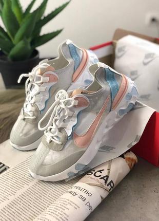 Nike react element 87 grey pink blue  женские кроссовки найк2 фото