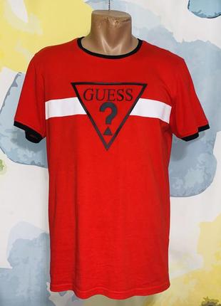 Оригінальна яскрава якісна бавовняна червона футболка guess los angeles1 фото