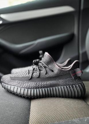 Adidas yeezy 350 black full reflective (полный рефлектив) женские кроссовки адидас ези черные