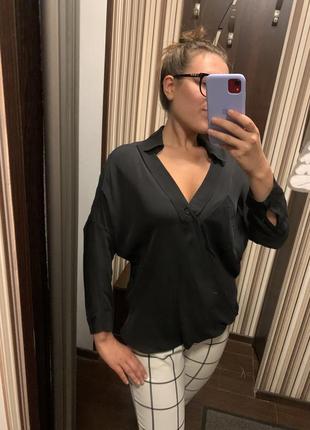 Чорна сорочка шовкова блуза