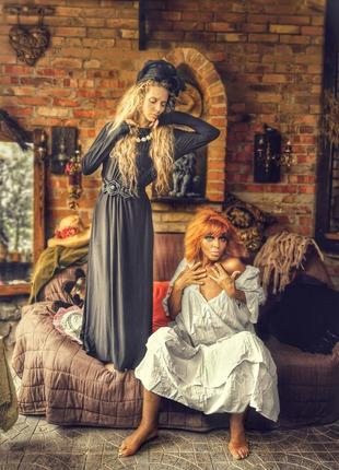 Трикотажное стрейч платье макси длинное сукня со складками трапеция оверсайз