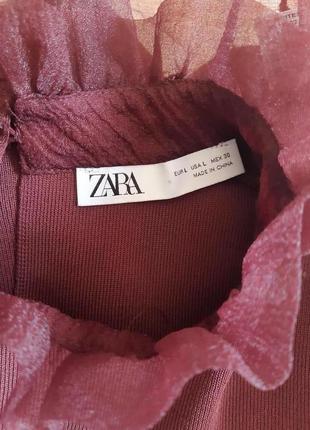 Укороченная, нарядная кофточка с объемными рукавами из органзы zara10 фото