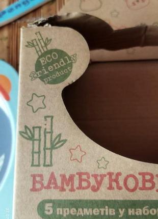 Бамбуковый набор детской эко-посуды "пингвин"украина4 фото