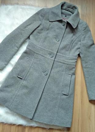 2 вещи по цене 1. женственное качественное серое шерстяное пальто, приталенное классическое пальто