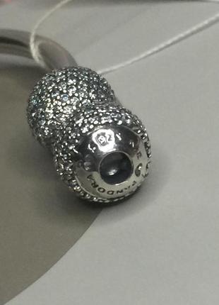 Серебряный браслет пандора 596438cz открытый бэнгл бенгл сферы шарики шар шары с логотипом и камнями камешки серебро проба 925 новый с биркой4 фото