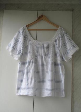 Классная льняная блуза с кружевом1 фото