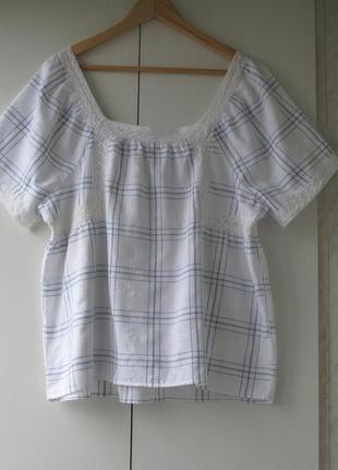 Классная льняная блуза с кружевом4 фото