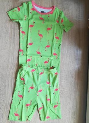 Пижама с фламинго крейзи 8 на 4 и 5 лет маломерит1 фото