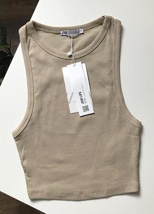 Топ в рубчик zara бежевый