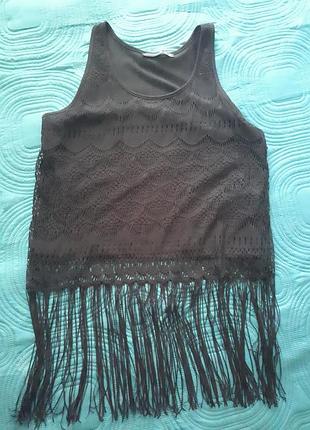 Мереживна майка топ з бахромою atmosphere