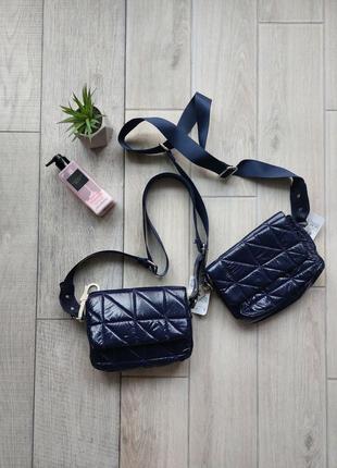 Стьобана сумка кроссбоди на широкому ремінці