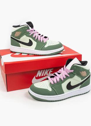 Женские кроссовки nike air jordan 1 dutch green 37-38-39-405 фото