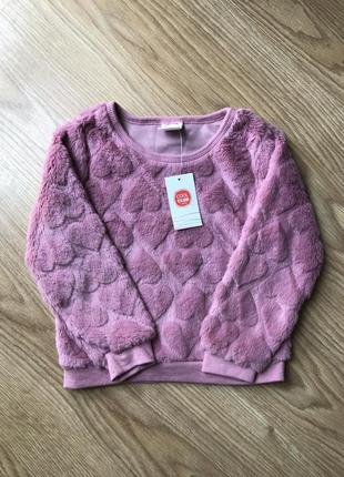 Плюшевая тёплая кофта сердечки