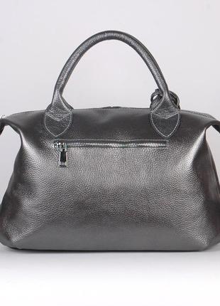 Шкіряна жіноча сумка нікель2 фото