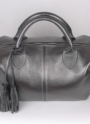 Шкіряна жіноча сумка нікель4 фото