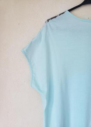 Нова вінтажна подовжена натуральна блуза футболка з мереживною вставкою4 фото