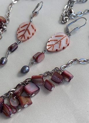 Колье, серьги, перламутр, жемчуг 3