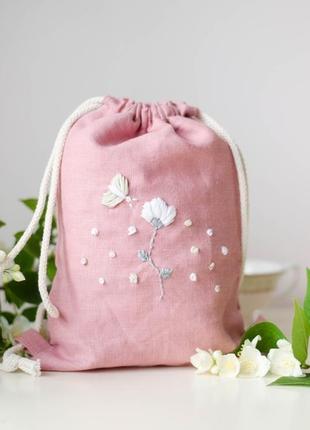 Дитячий льняний рюкзак / рюкзак для дівчинки