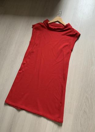 Красное платье красное короткое платье платье миди весеннее платье1 фото