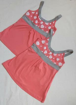 Майка туніка topolino німеччина коралова з сірим принт квіти на 6 років (116см)