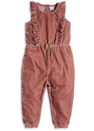 Lindex детский нарядный бархатный комбинезон пыльно розовый девочке 18-24-36м 1.5-2-3г 86-92-98 см