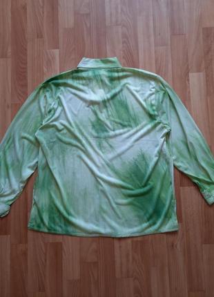 Зелена блуза сорочка з шовком великий розмір2 фото