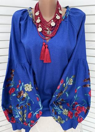 Стильна лляна блуза з вишивкою вишиванка